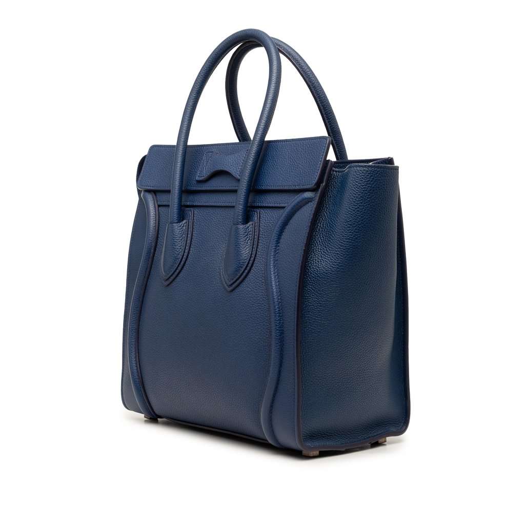 Celine Mini Leather Luggage Tote Blue Leather Very good condition - Back View