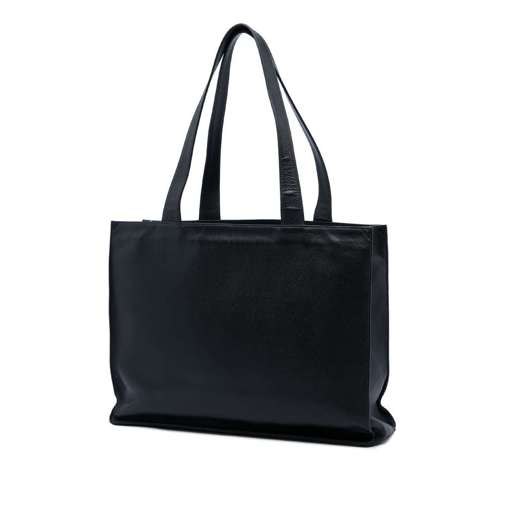 Chanel CC Caviar Tote Black Leather Very good - Back View