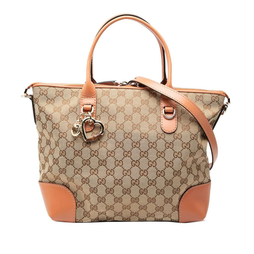 Gucci GG Canvas Heart Bit Satchel Beige Very good - Front View