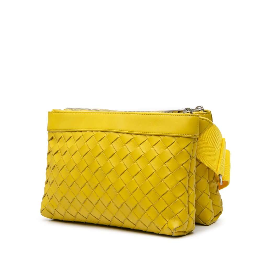 Bottega Veneta Nappa Intrecciato Duo Crossbody Yellow Leather Very good - Back View