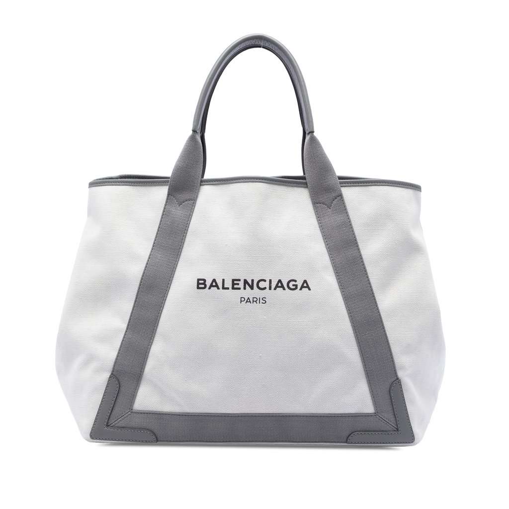 Balenciaga Canvas Navy Cabas Tote M White Very good condition - Front View