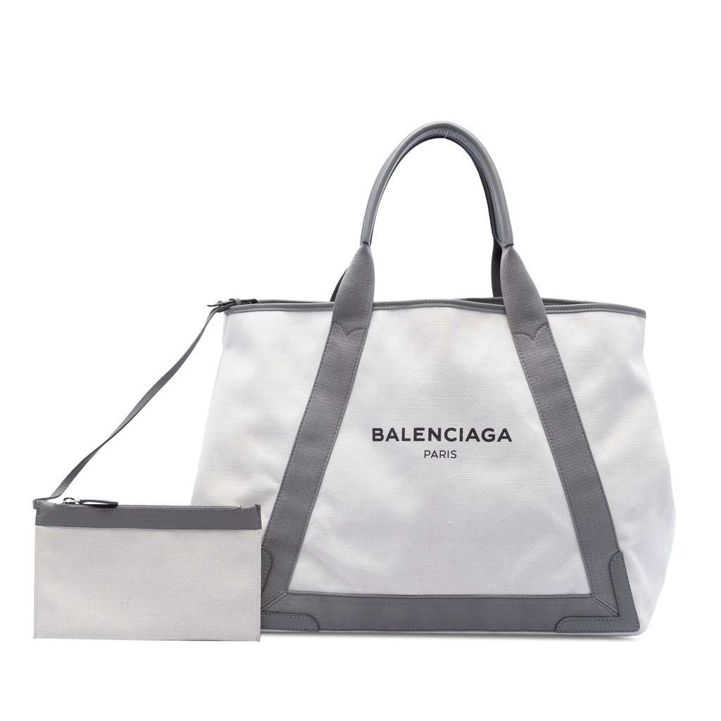Balenciaga Canvas Navy Cabas Tote M White Very good condition - Box View
