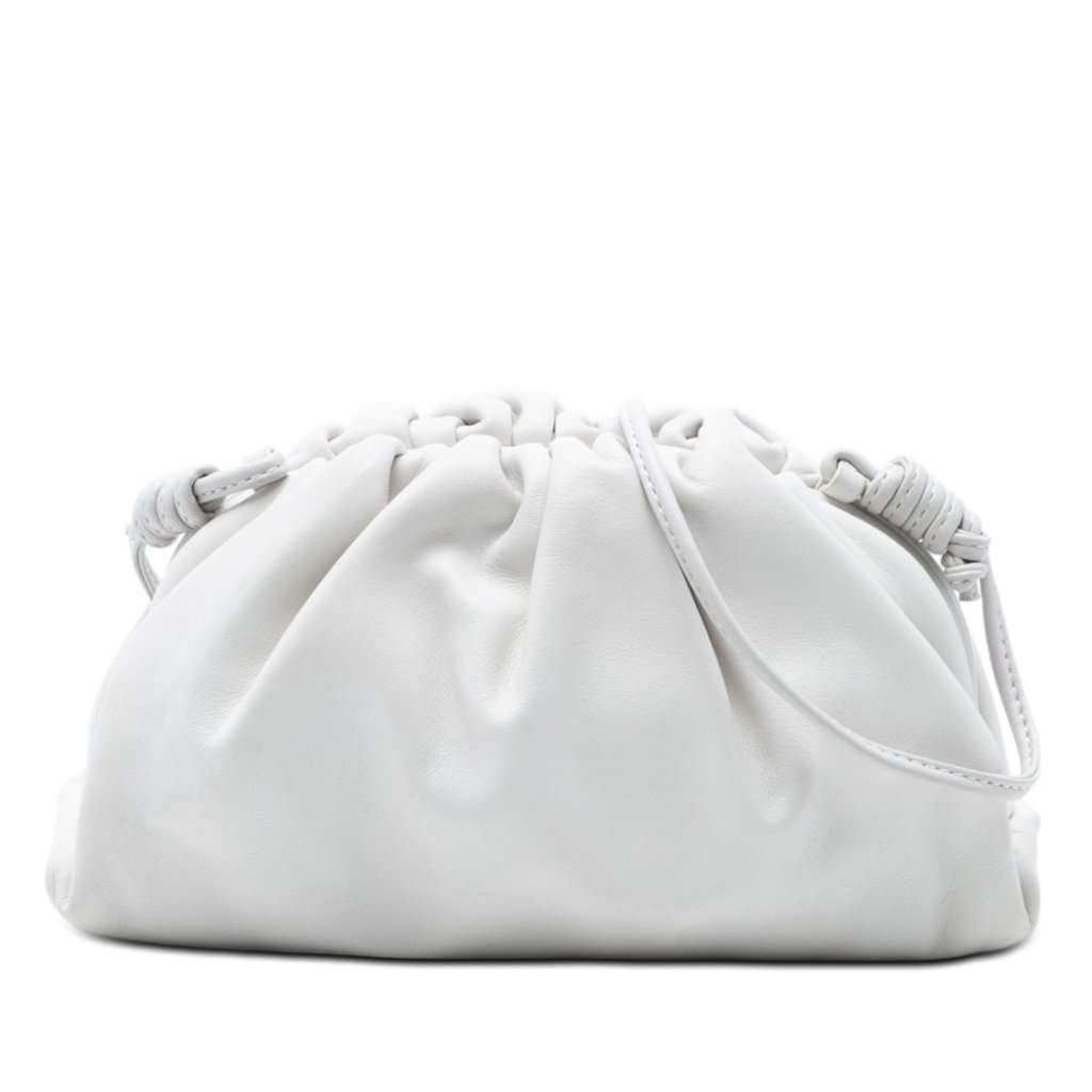Bottega Veneta Lambskin The Mini Pouch Crossbody White Leather Very good condition - Front View
