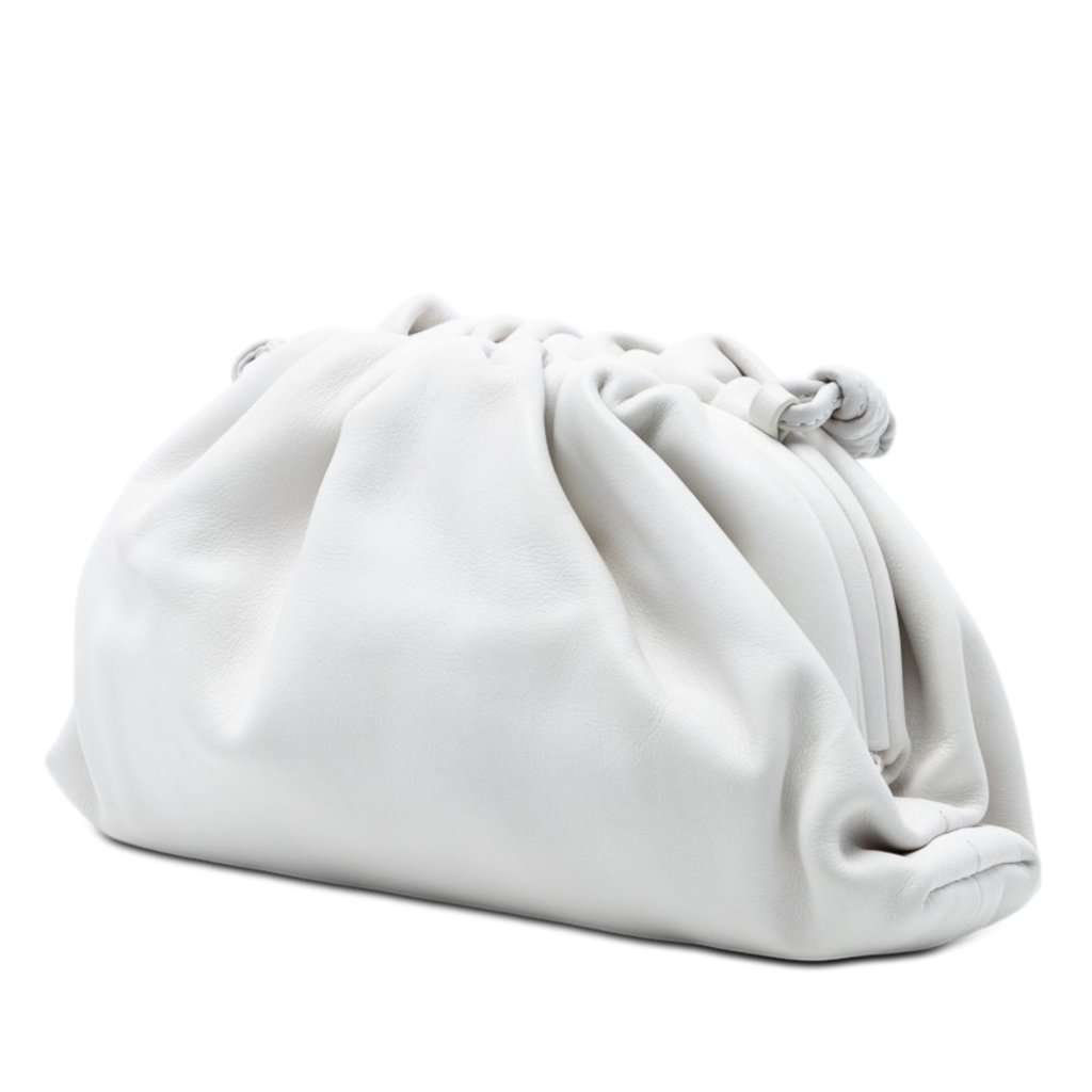 Bottega Veneta Lambskin The Mini Pouch Crossbody White Leather Very good condition - Back View