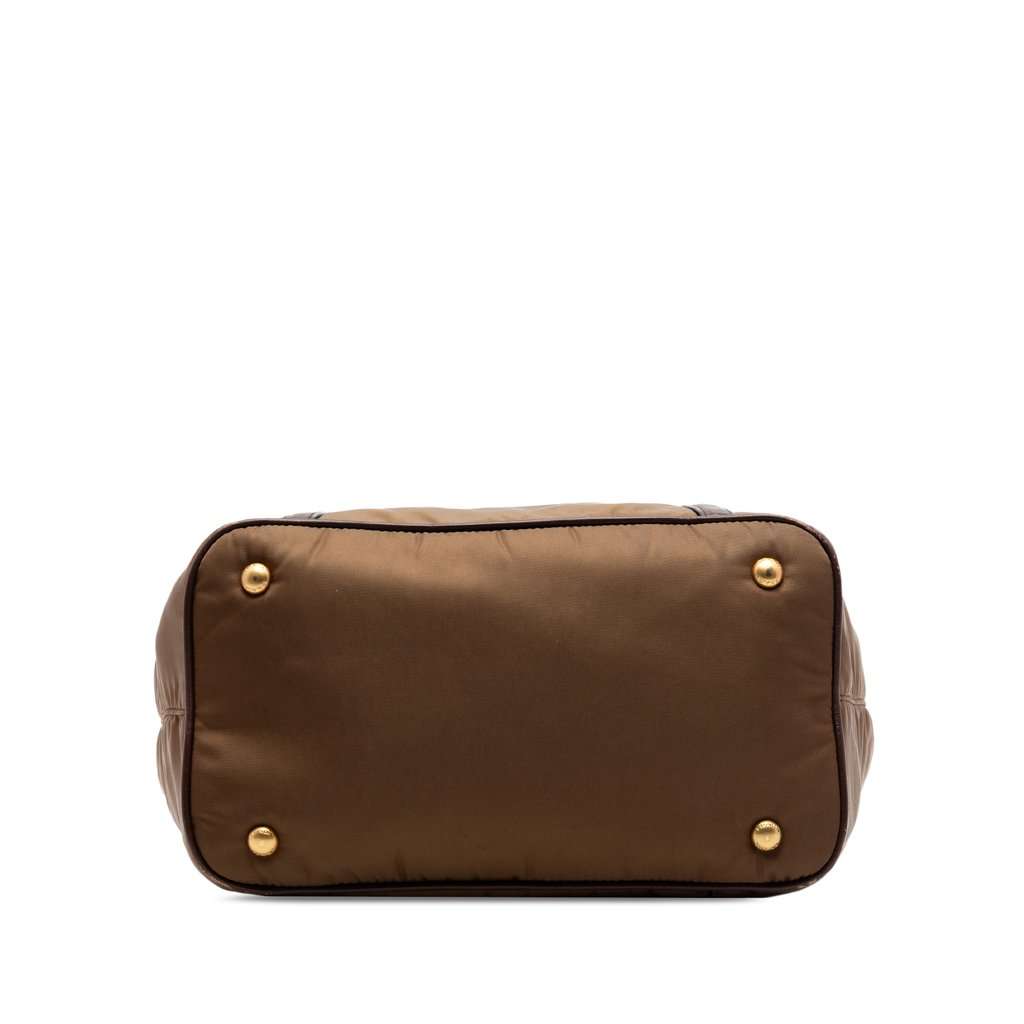 Prada Vitello Daino Trimmed Tessuto Satchel Brown Very good condition - Inside View