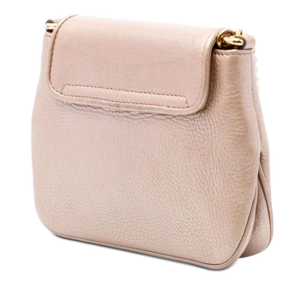 Gucci Small Metallic Pebbled Calfskin 1973 Chain Crossbody Brown Leather Very good condition - Back View