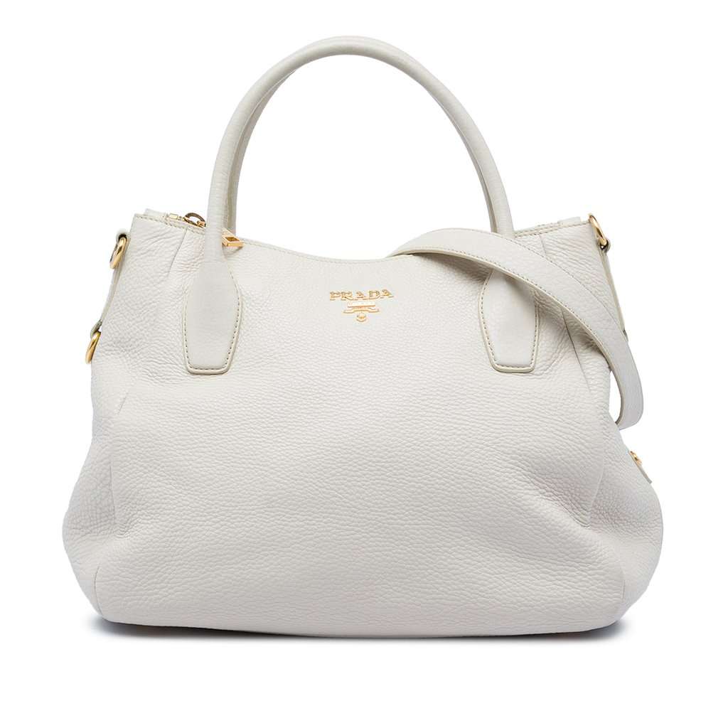 Prada Vitello Daino Zip Top Convertible Tote MultiColor Leather Very good - Front View
