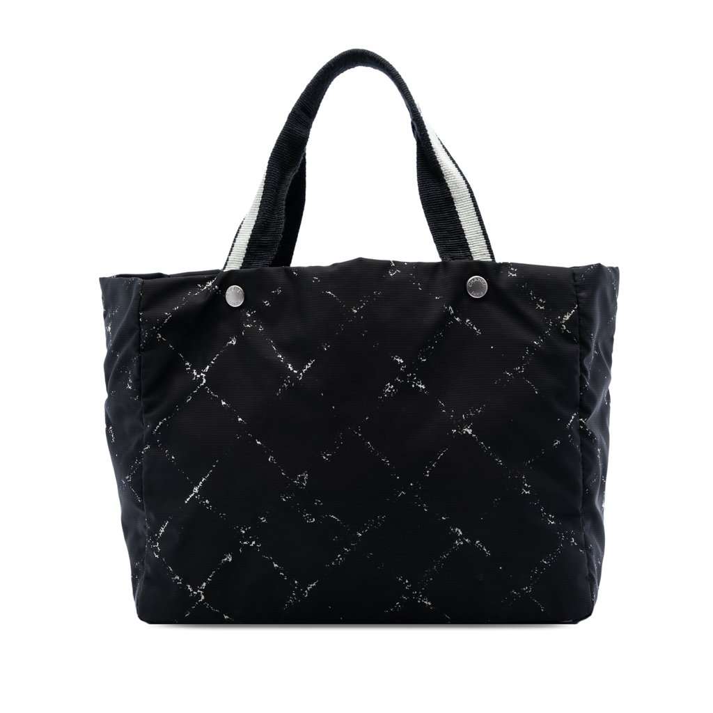 Chanel Old Travel Line Nylon Tote Black Very good condition - Front View