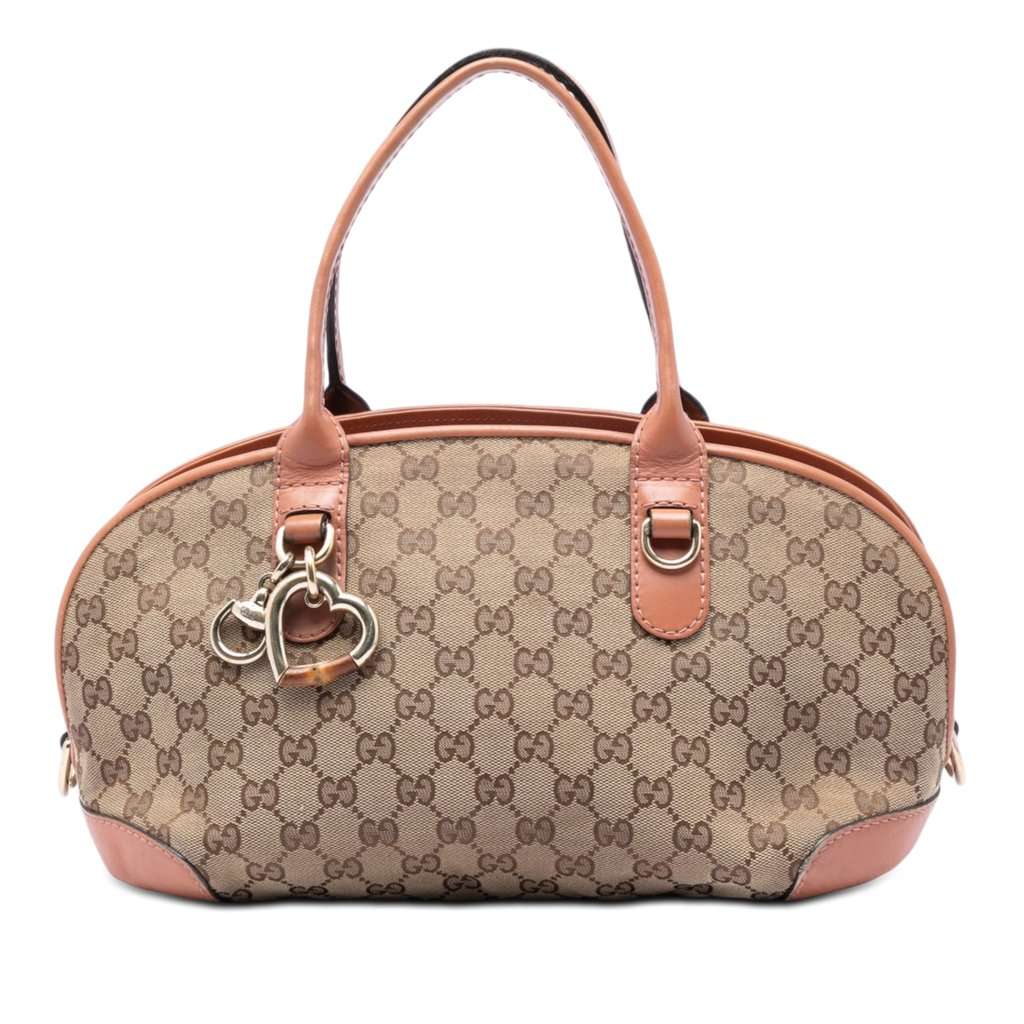 Gucci GG Canvas Heart Bit Satchel Beige Very good condition - Front View