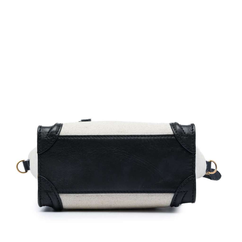 Celine Nano Bicolor Canvas and Leather Luggage Tote White Very good - Inside View