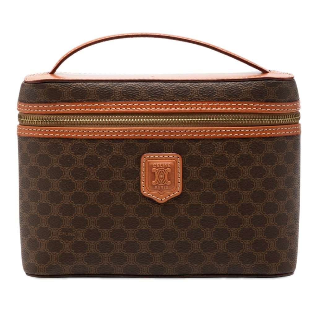 Celine Macadam Coated Canvas Vanity Bag Brown Very good - Front View