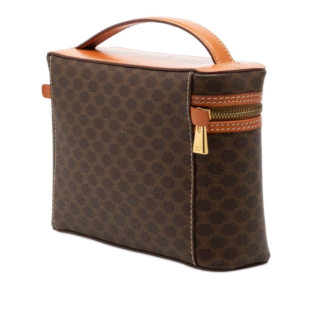 Celine Macadam Coated Canvas Vanity Bag Brown Very good - Back View