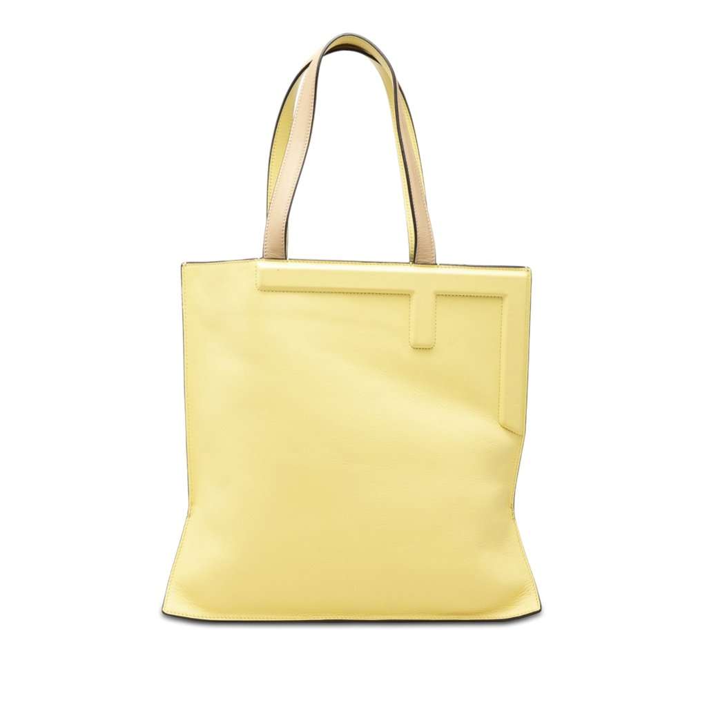Fendi Medium Bicolor Smooth Calfskin Flip Tote Yellow Leather Very good condition - Front View