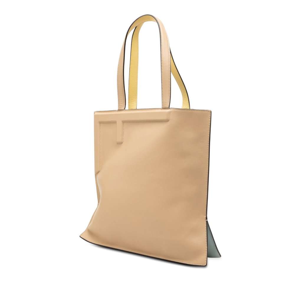 Fendi Medium Bicolor Smooth Calfskin Flip Tote Yellow Leather Very good condition - Back View