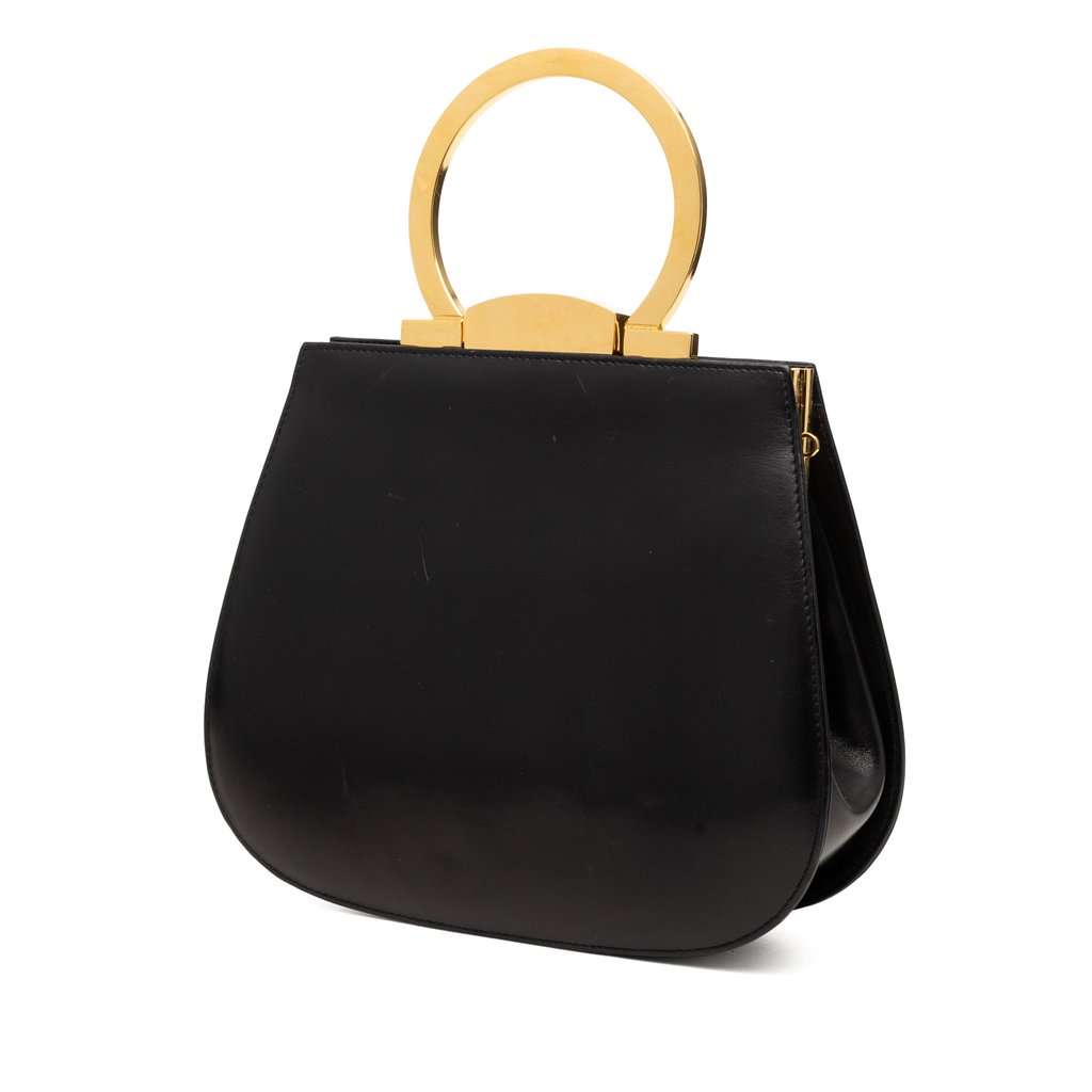Ferragamo Leather Gancini Top Handle Bag Black Leather Very good condition - Back View