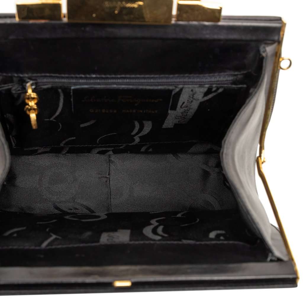Ferragamo Leather Gancini Top Handle Bag Black Leather Very good condition - Model View