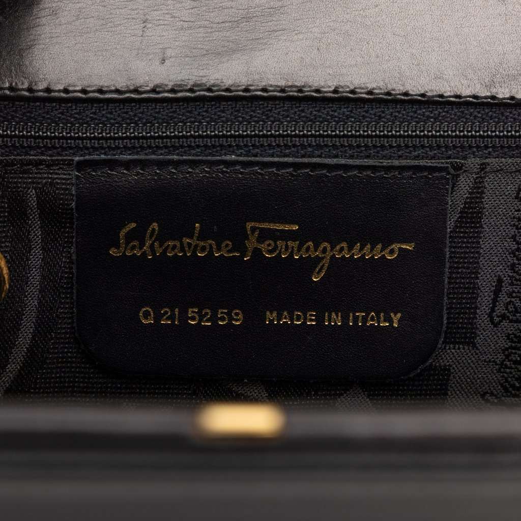 Ferragamo Leather Gancini Top Handle Bag Black Leather Very good condition - Box View