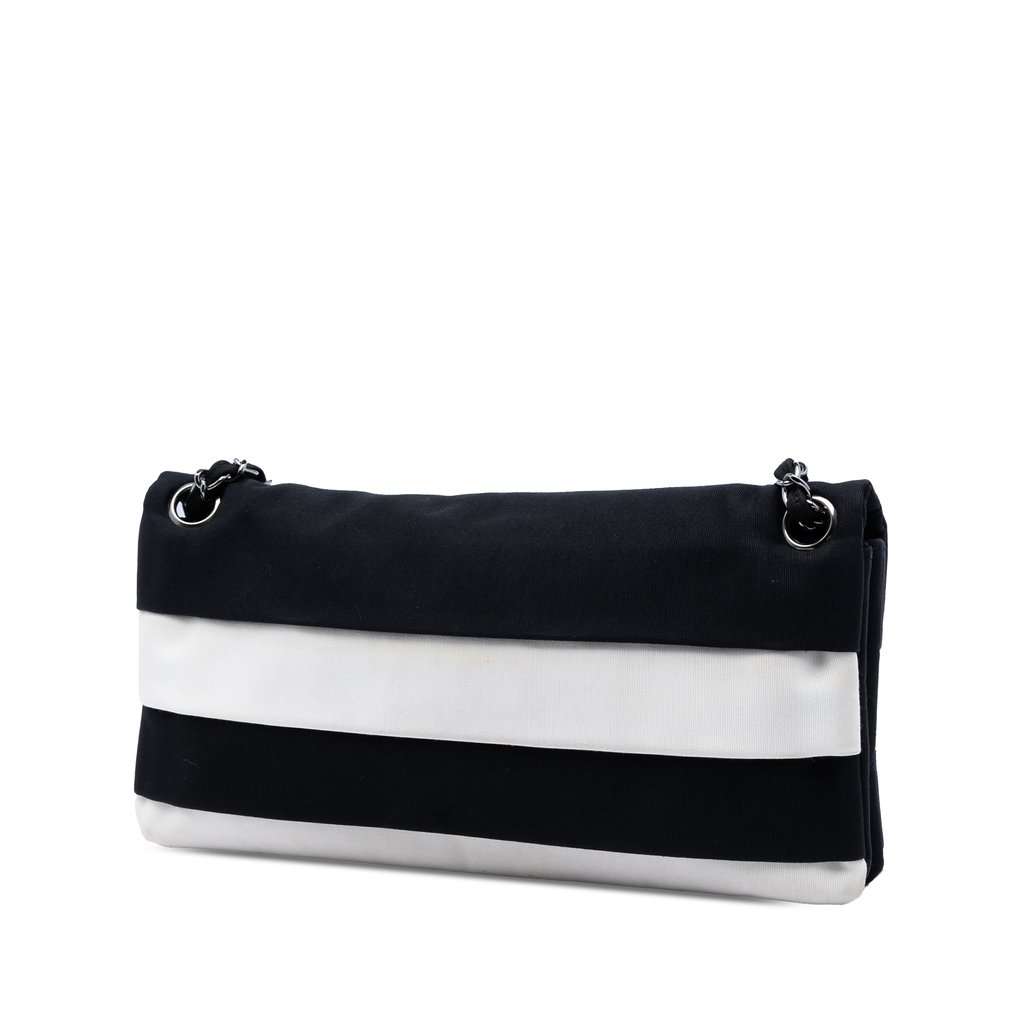 Chanel Striped Canvas Reissue 2.55 Single Flap Black Very good condition - Back View