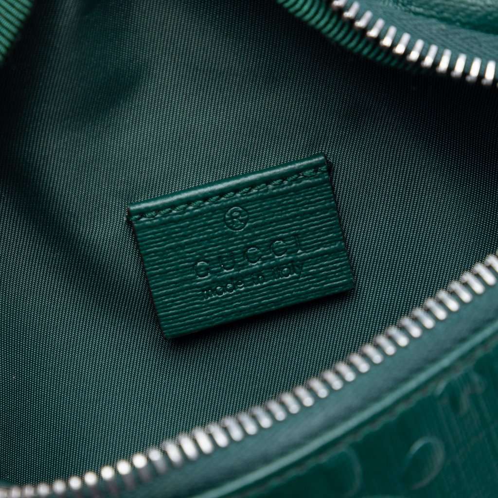 Gucci Kids Embossed Calfskin Interlocking G Web UFO Belt Bag Green Leather Very good condition - Box View