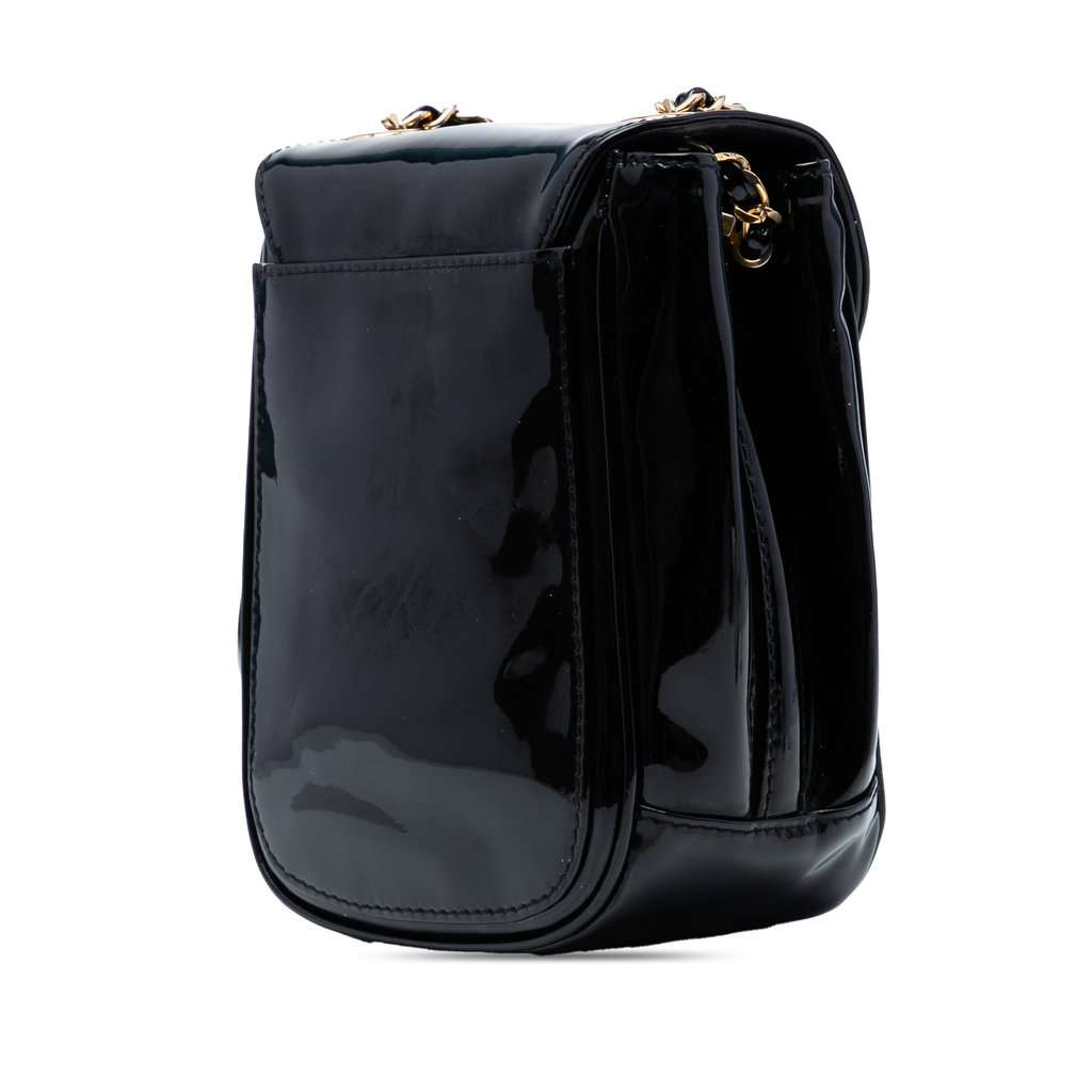 Chanel CC Patent Flap Crossbody Black Leather Very good - Back View