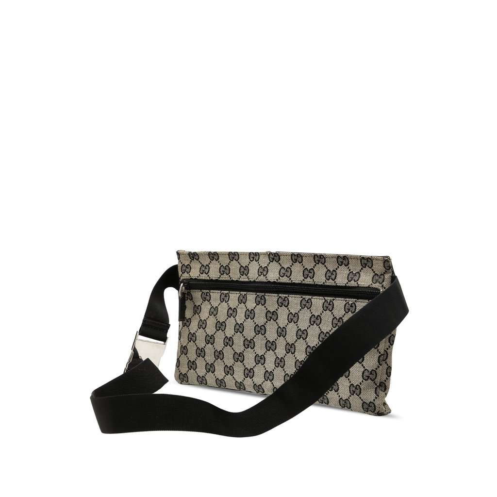 Gucci GG Canvas Double Pocket Belt Bag Beige Good - Back View