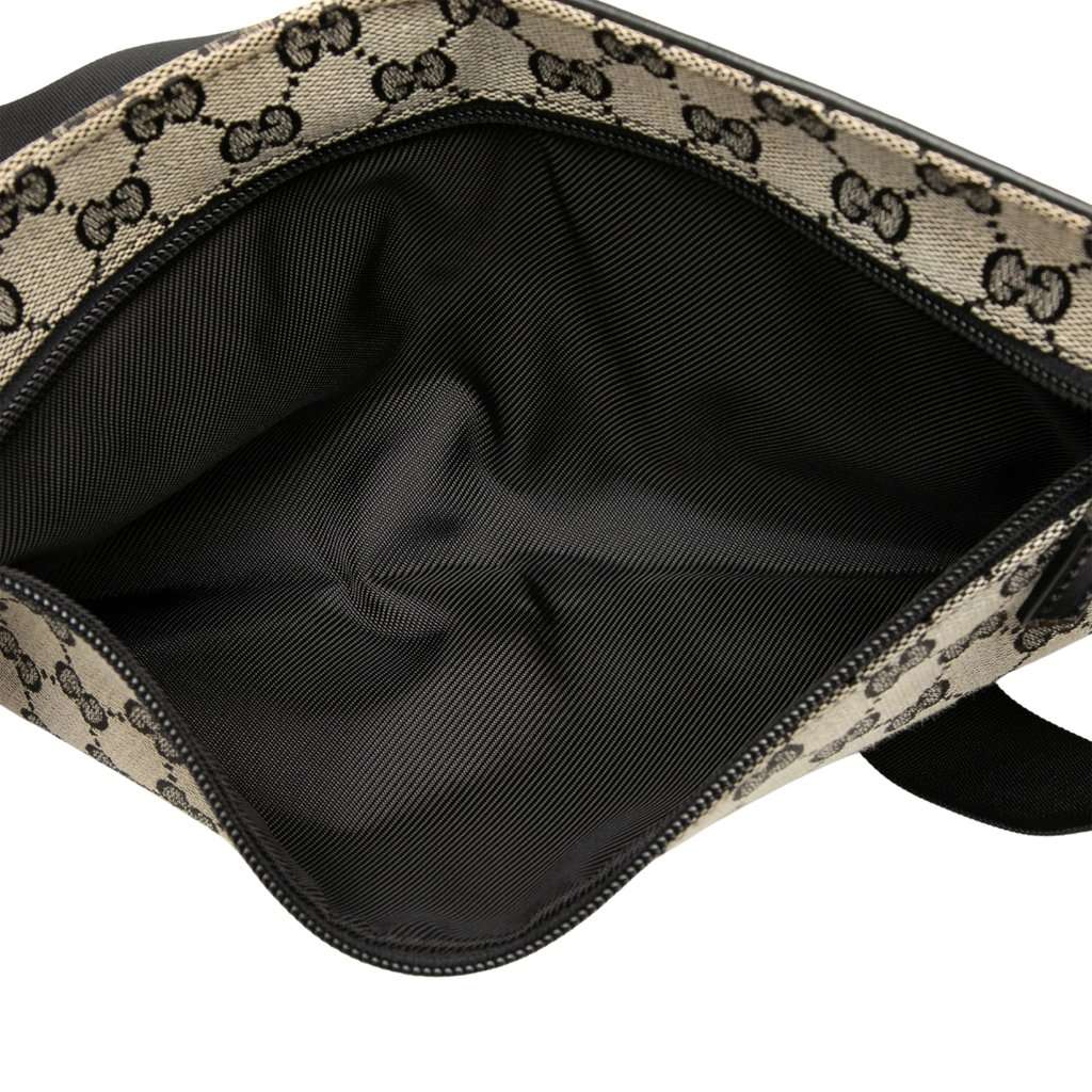 Gucci GG Canvas Double Pocket Belt Bag Beige Good - Model View
