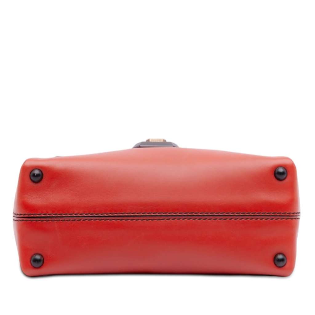 Bottega Veneta Mini Intrecciato Trimmed Nappa Piazza Top Handle Satchel Orange Leather Very good condition - Inside View