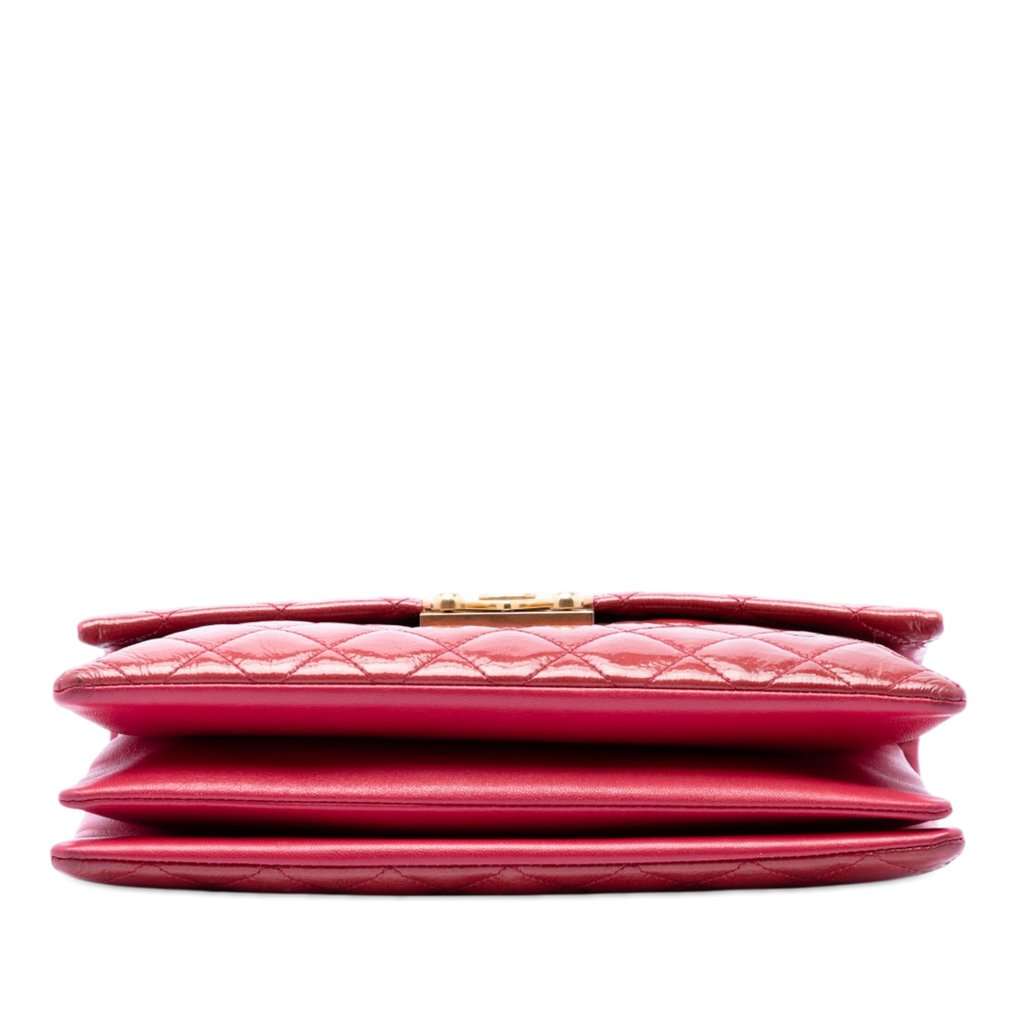 Chanel Quilted Patent Goatskin Pagoda Accordion Flap Red Leather Very good condition - Inside View