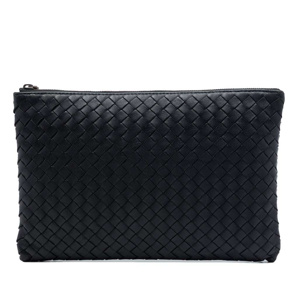Bottega Veneta Nappa Intrecciato Clutch Black Leather Very good - Front View