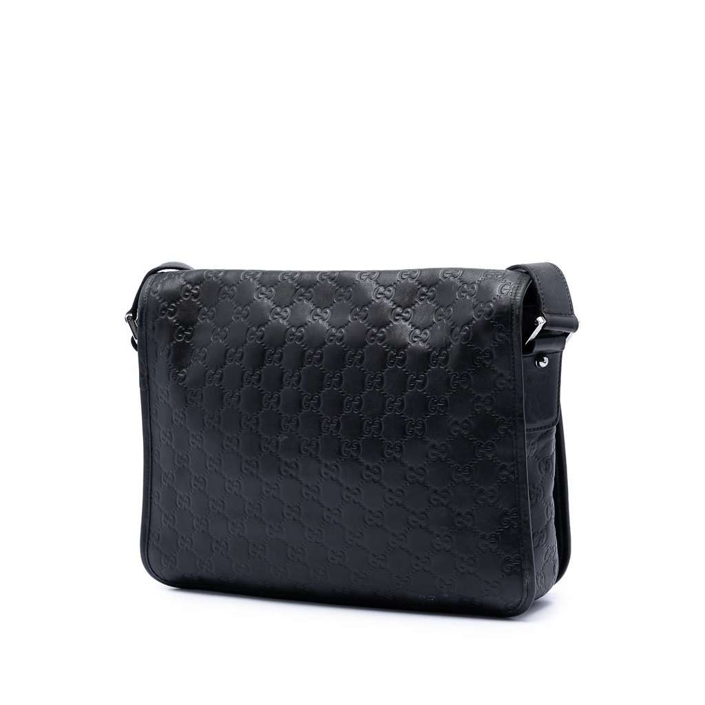 Gucci Guccissima Messenger Bag Black Leather Very good condition - Back View