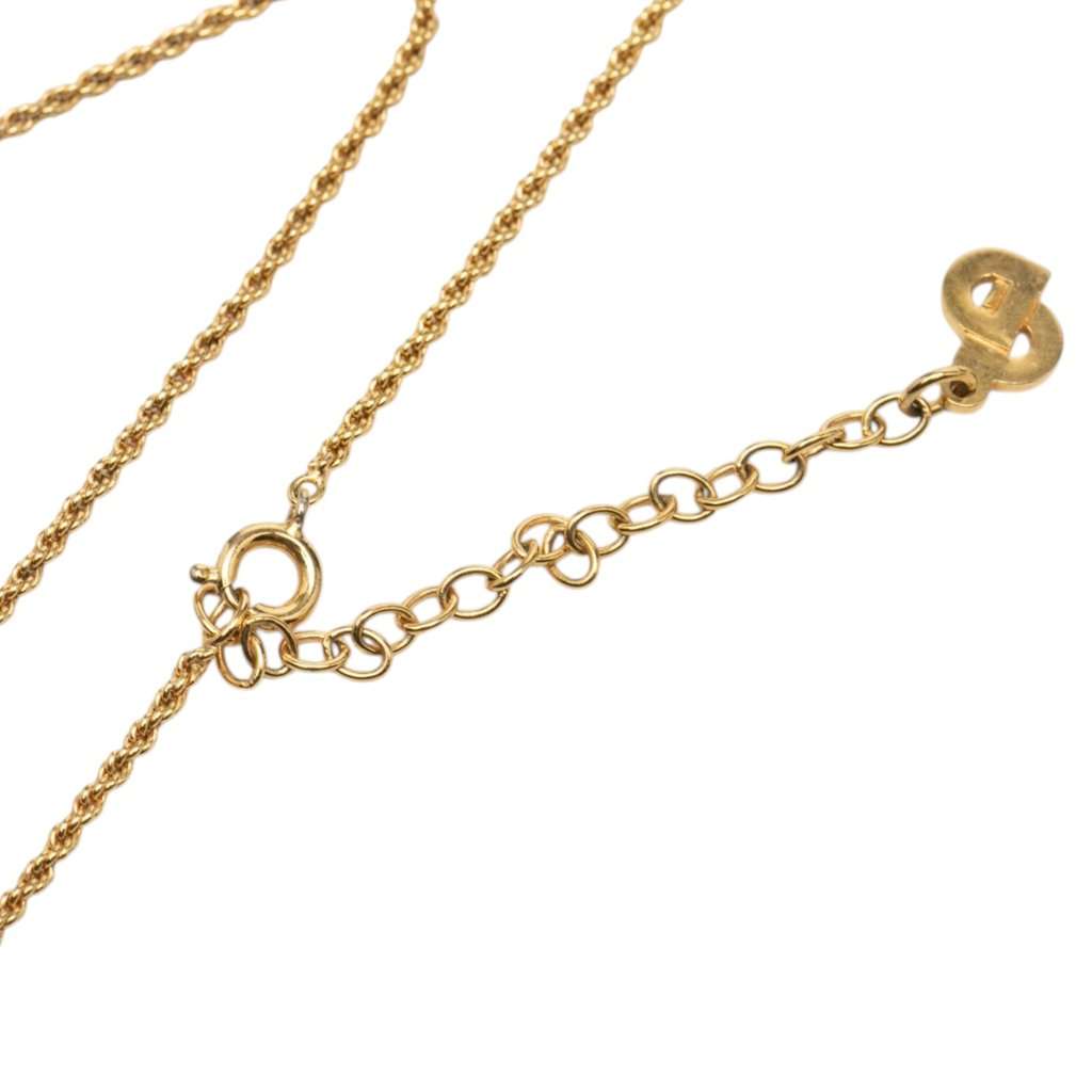 Dior Gold Plated Strass CD Logo Oval Pendant Necklace Gold Metal Very good condition - Box View