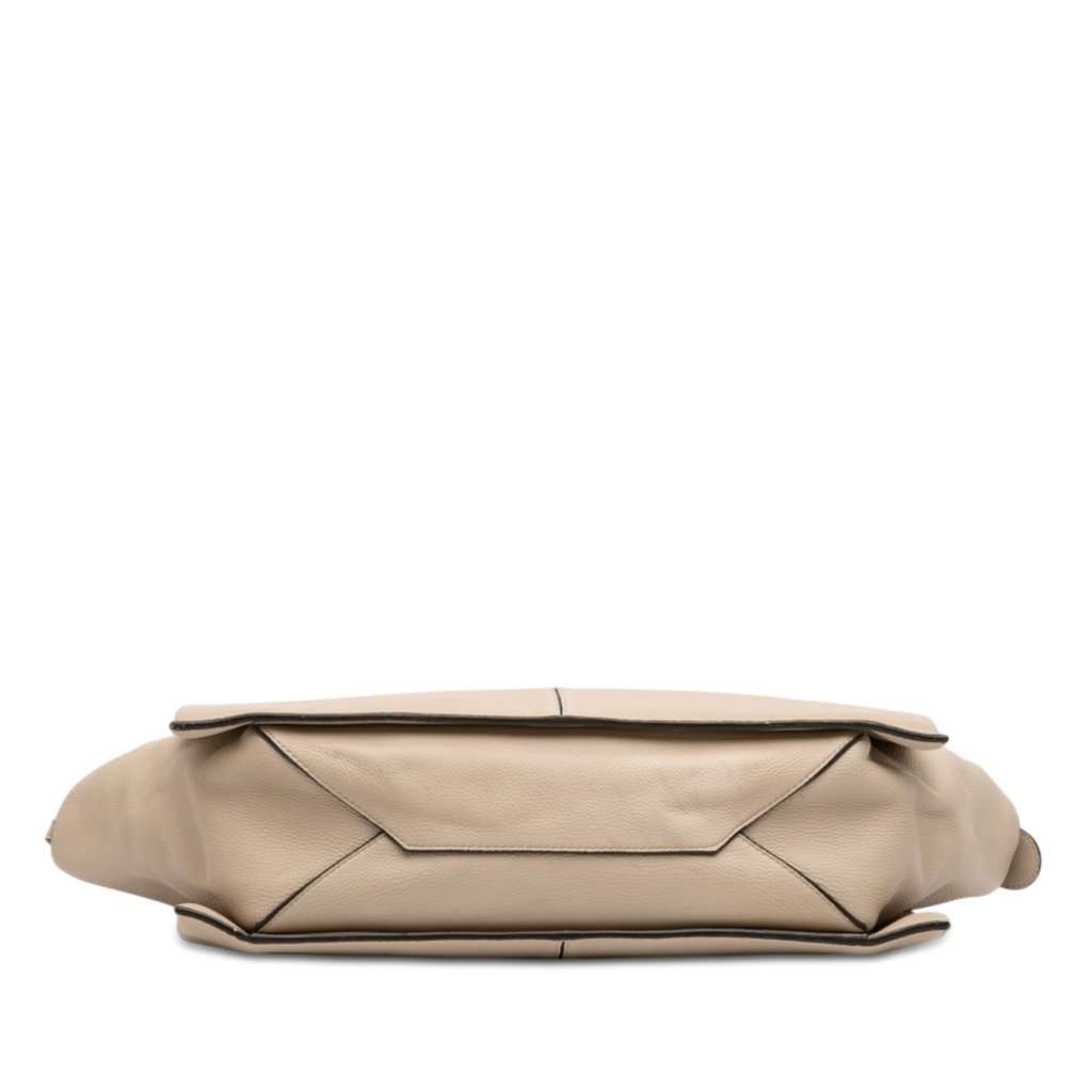 Celine Medium Grained Calfskin Trifold Tote Beige Leather Good - Inside View