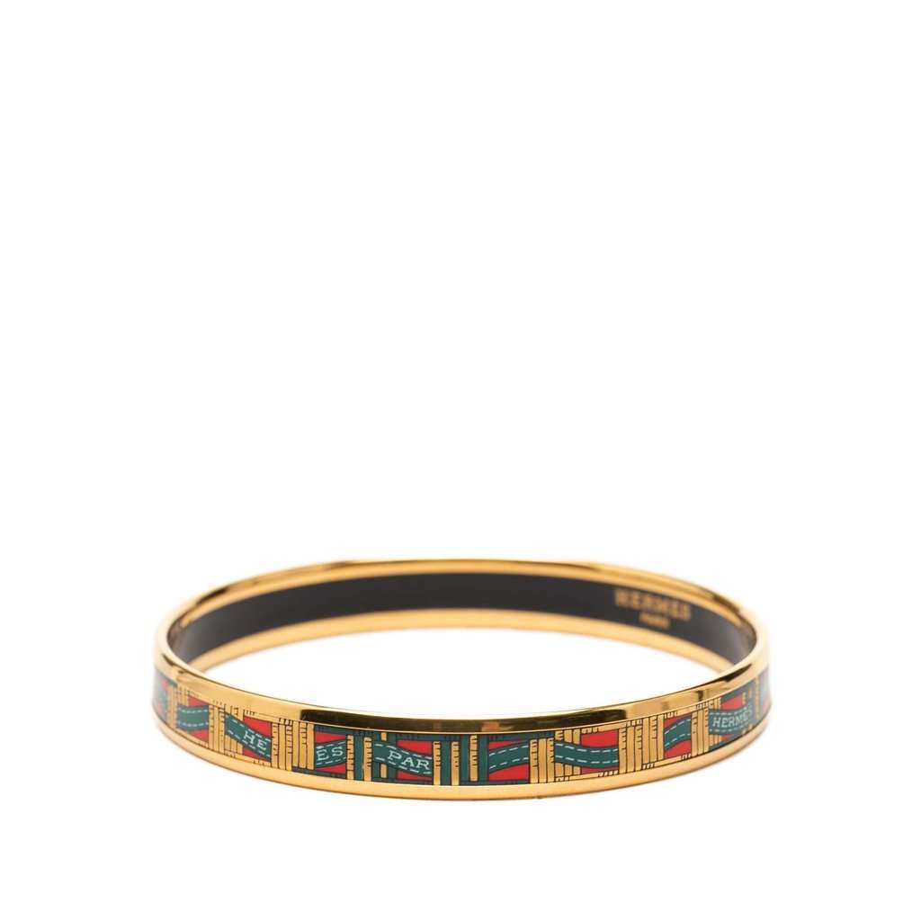 Hermès Narrow Cloisonne Enamel Bangle 62 Red Very good - Back View