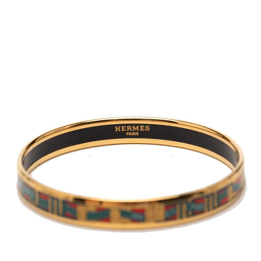 Hermès Narrow Cloisonne Enamel Bangle 62 Red Very good - Box View