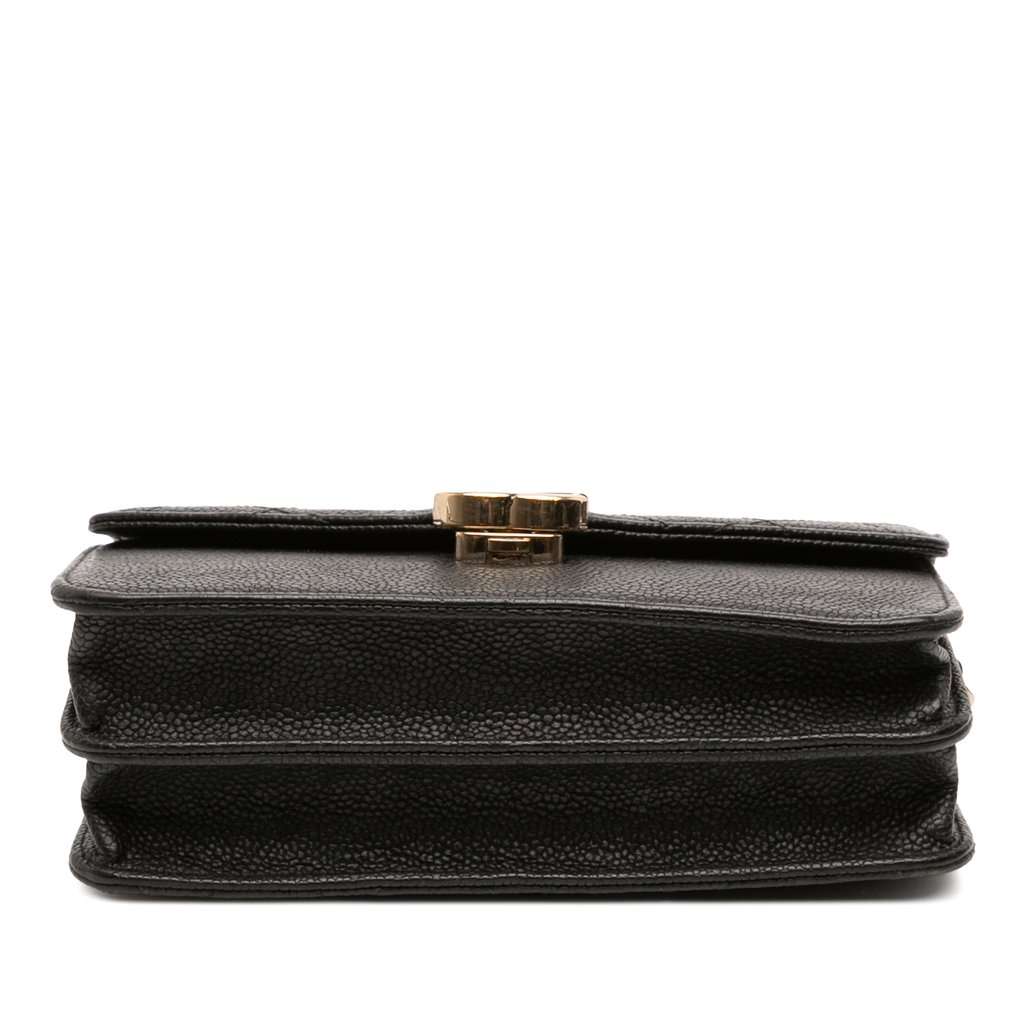 Chanel Paris Cuba Square Quilted Caviar Thread Around Wallet On Chain Black Leather Very good - Inside View