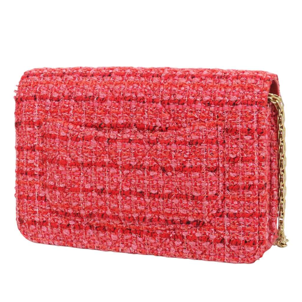 Chanel Quilted Tweed Reissue 2.55 Wallet On Chain Red Very good - Back View