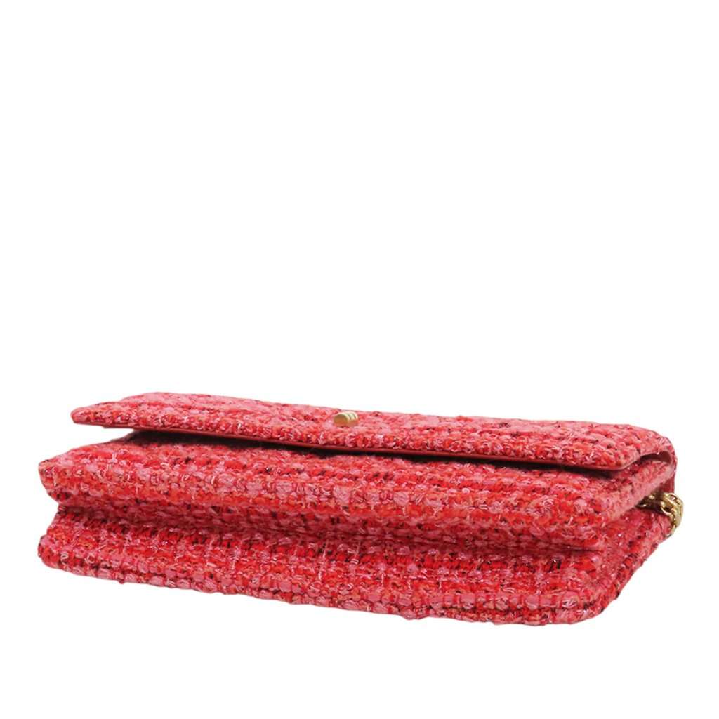 Chanel Quilted Tweed Reissue 2.55 Wallet On Chain Red Very good - Inside View