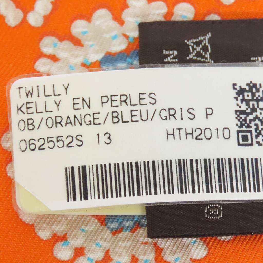 Hermès Kelly En Perles Silk Twilly Scarf Orange Never worn - Inside View