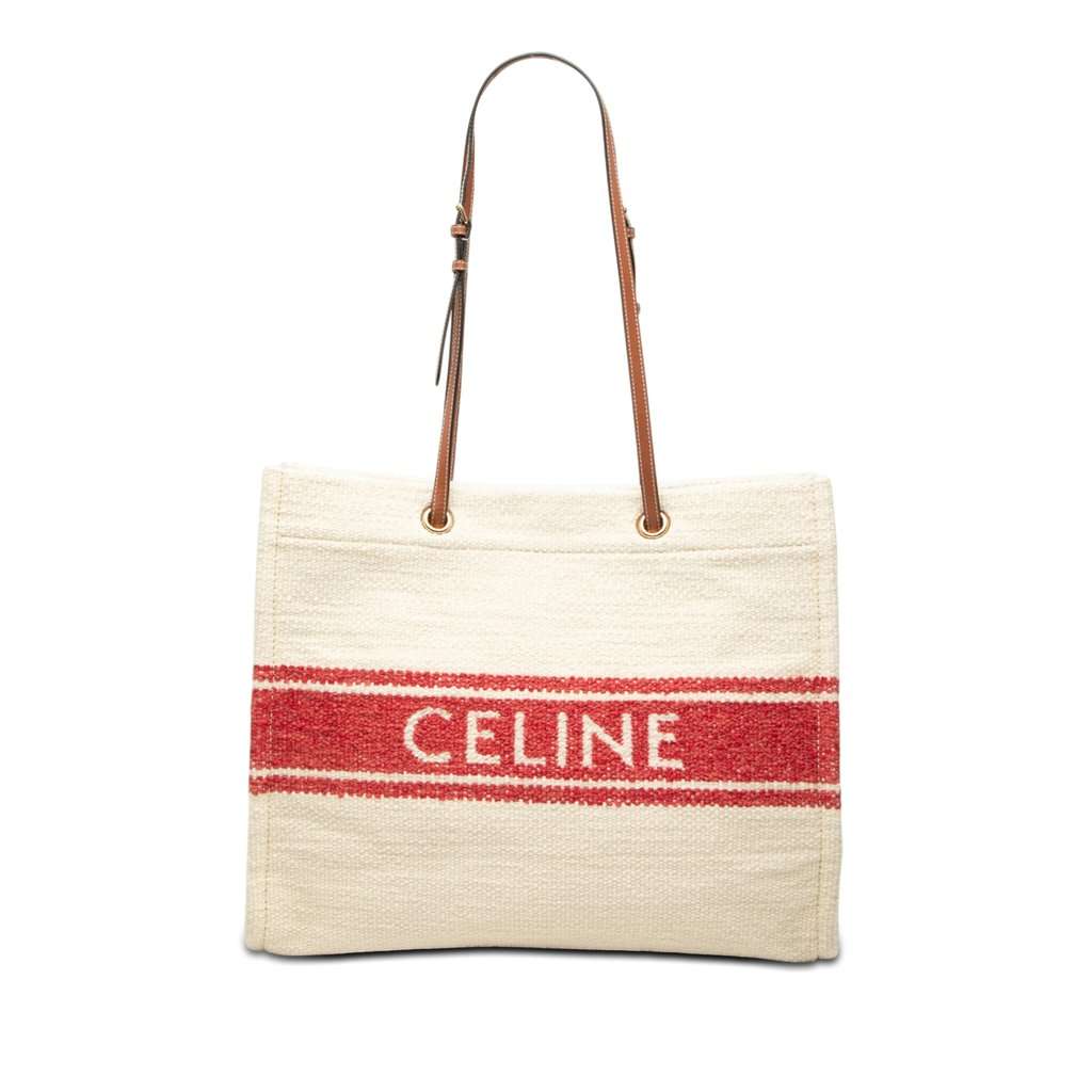 Celine Canvas Plein Soleil Square Cabas Tote Beige Very good - Front View
