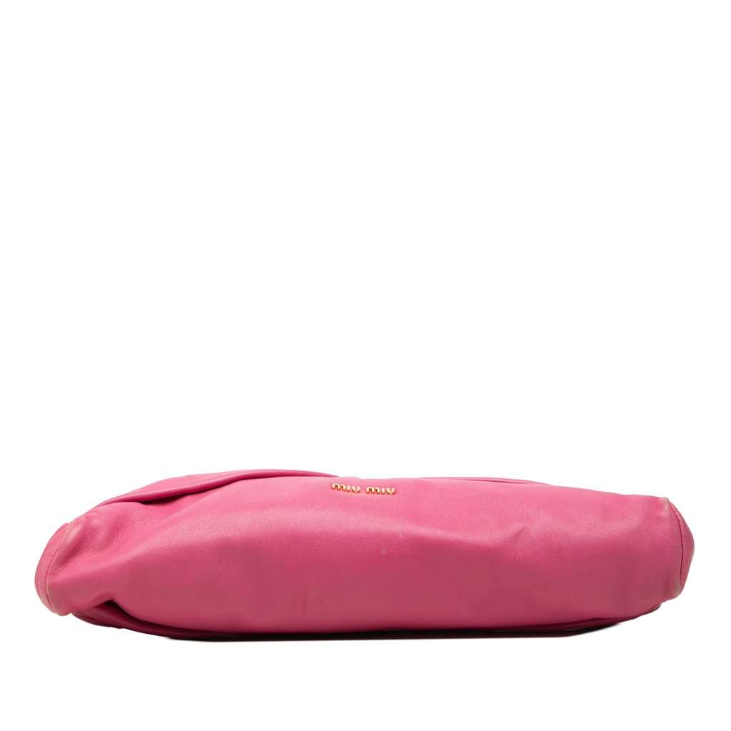 Miu Miu Pleated Nappa Frame Clutch Pink Leather Very good - Inside View