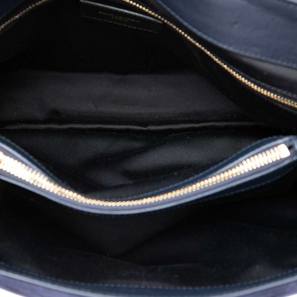 Saint Laurent Medium Matelasse Suede Monogram LouLou Shoulder Bag Blue Leather Very good - Model View
