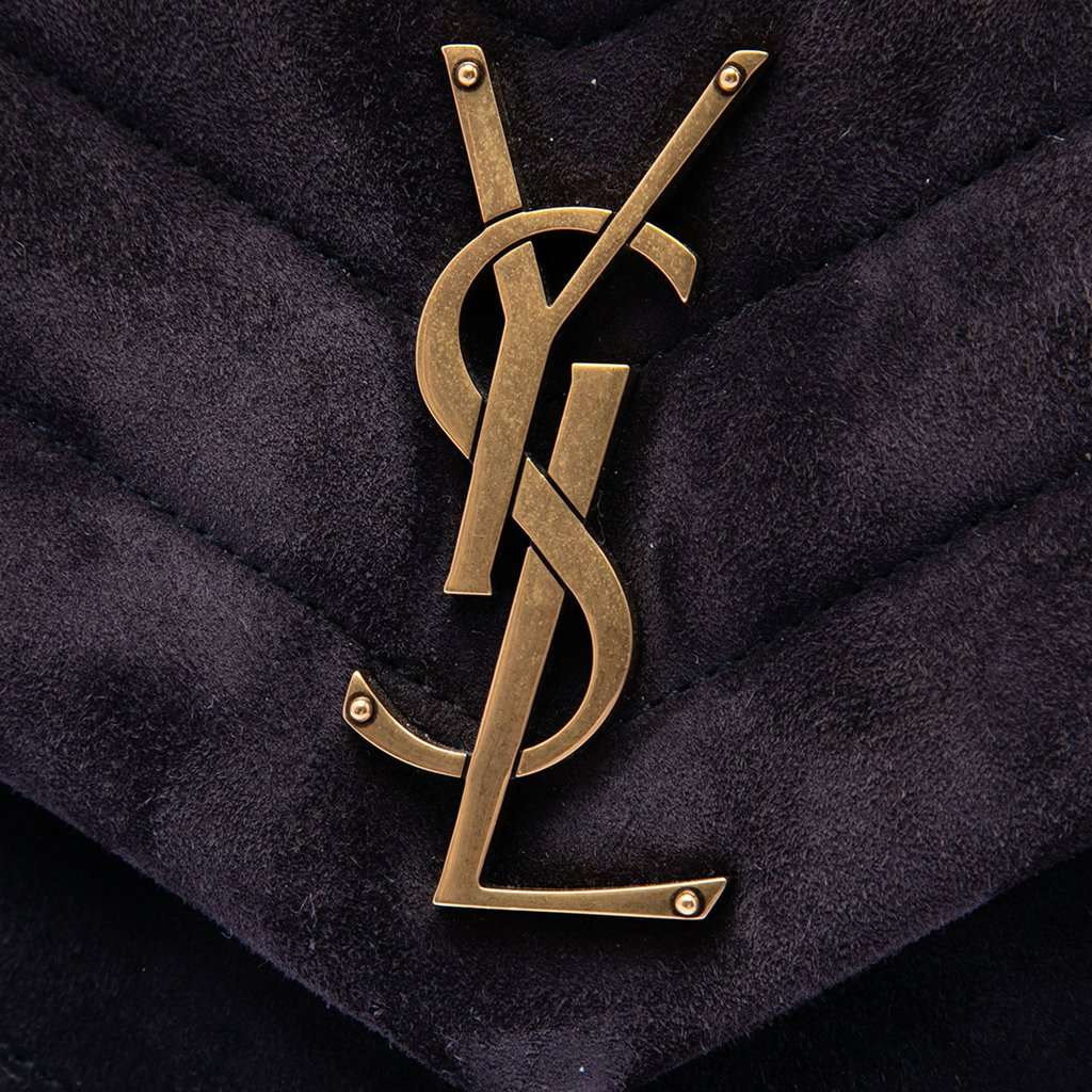 Saint Laurent Medium Matelasse Suede Monogram LouLou Shoulder Bag Blue Leather Very good - Box View
