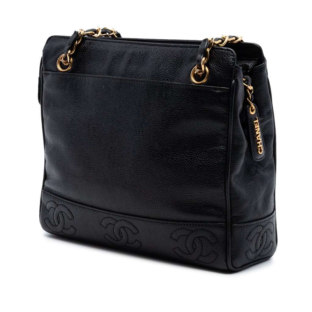 Chanel Triple CC Caviar Tote Black Leather Very good condition - Back View