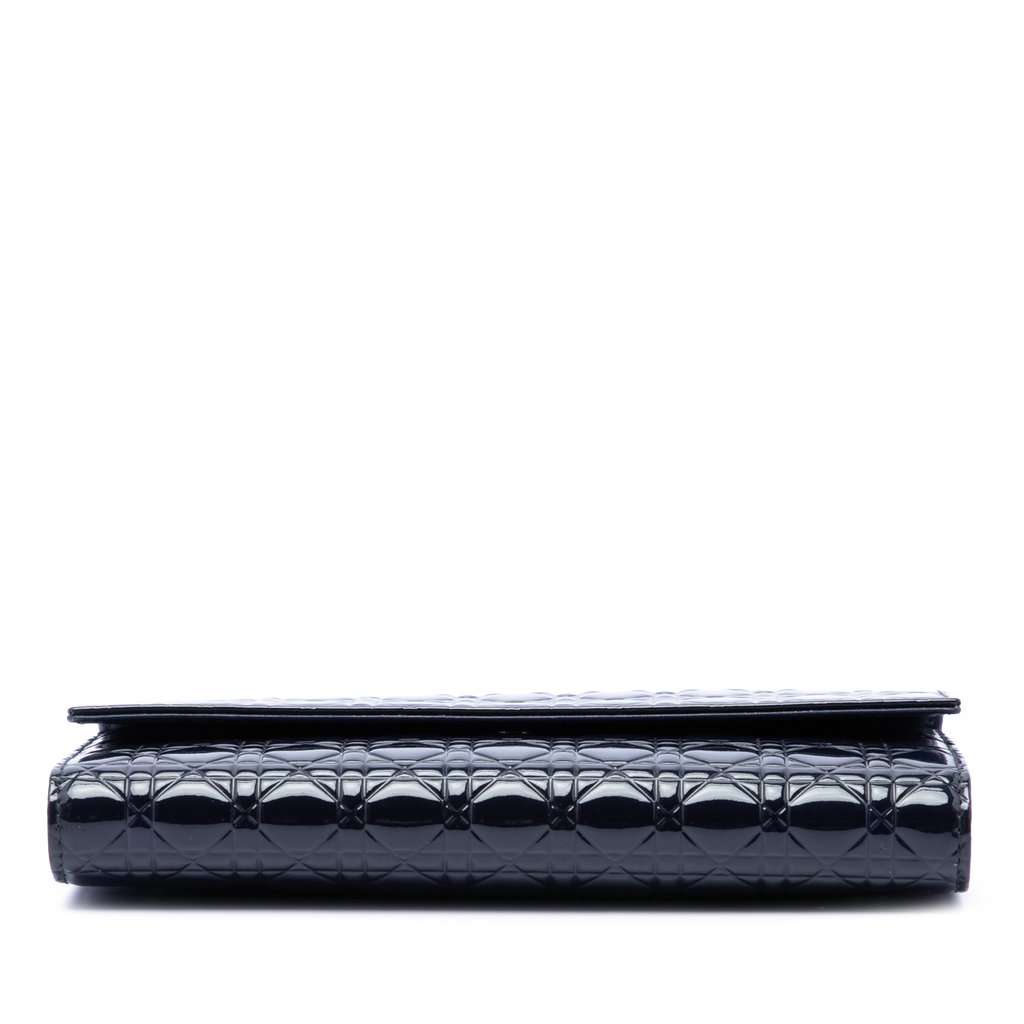 Dior Patent Cannage Lady Dior Wallet On Chain Blue Leather Very good condition - Inside View