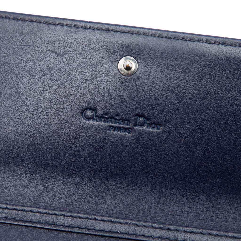 Dior Patent Cannage Lady Dior Wallet On Chain Blue Leather Very good condition - Box View
