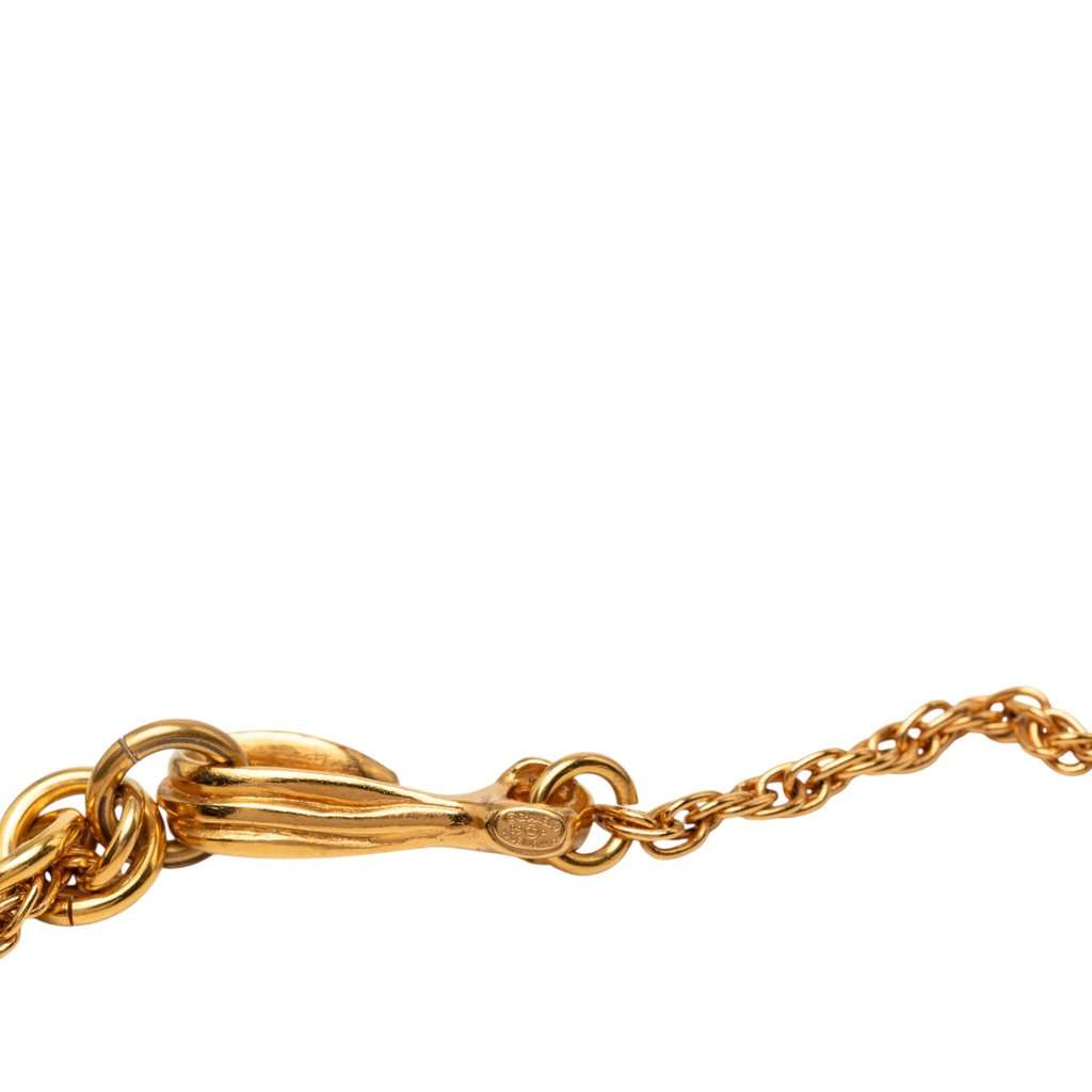 Chanel CC Gold Plated Camellia Pendant Necklace Gold Metal Very good condition - Box View
