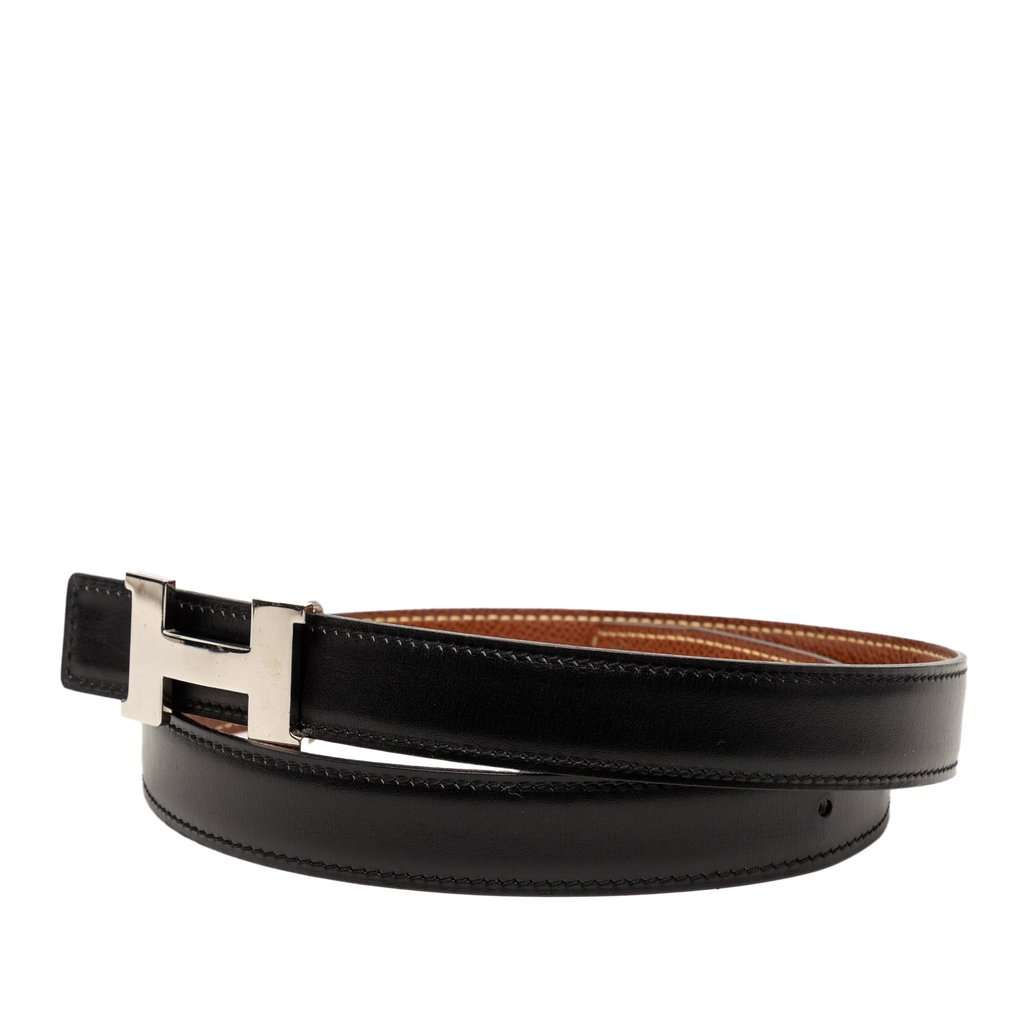 Hermès Swift and Epsom Constance H Reversible Belt Black Leather Very good condition - Back View