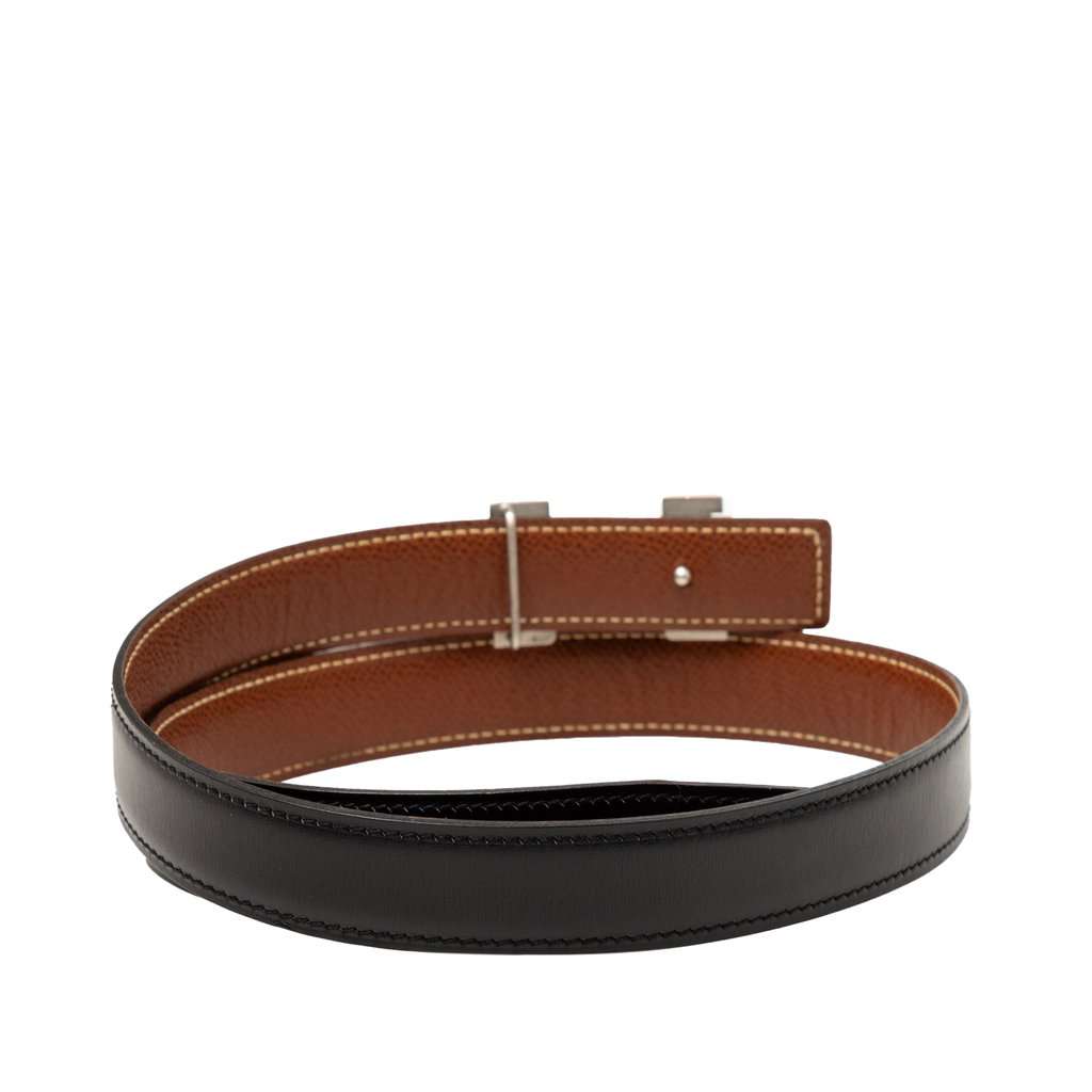 Hermès Swift and Epsom Constance H Reversible Belt Black Leather Very good condition - Inside View