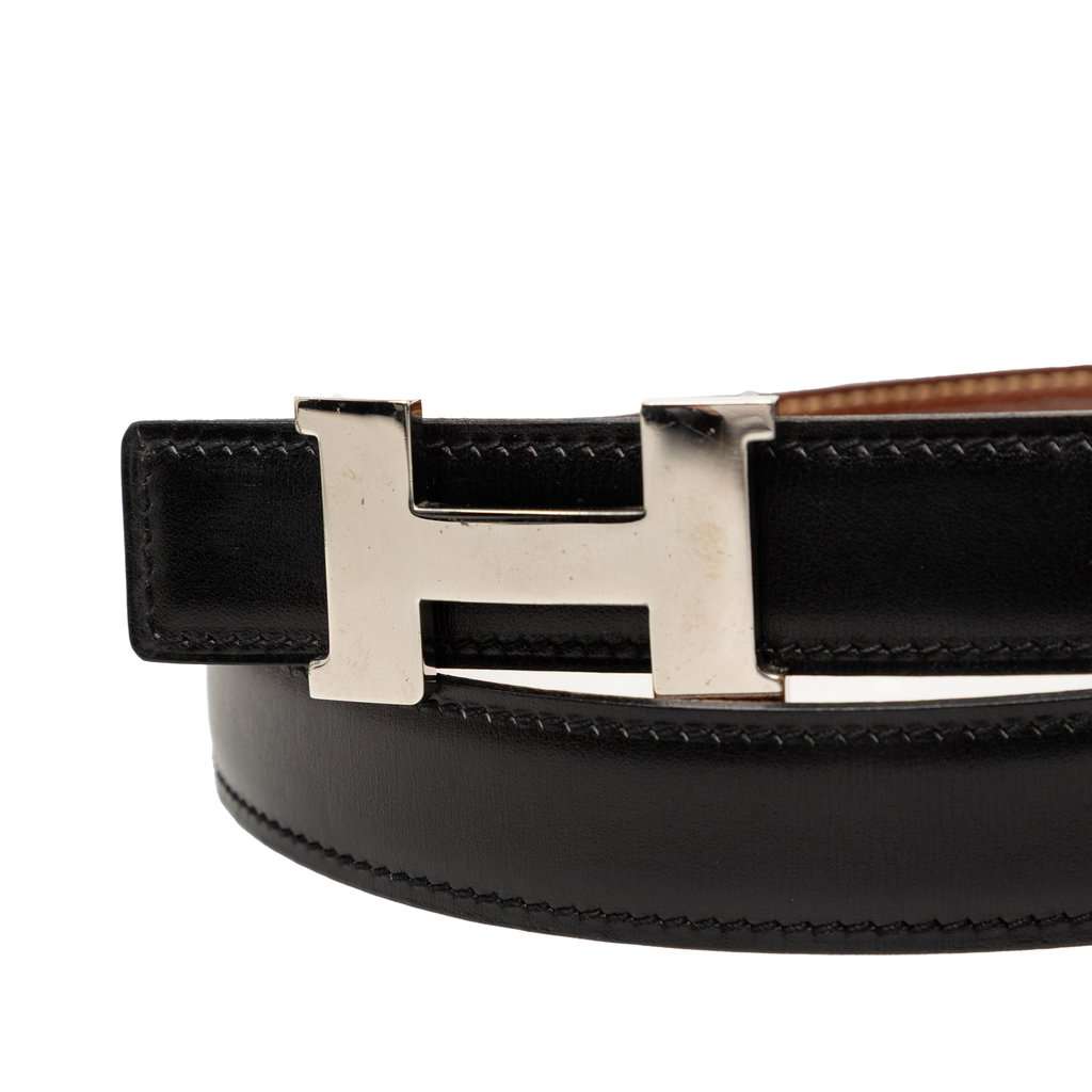 Hermès Swift and Epsom Constance H Reversible Belt Black Leather Very good condition - Model View