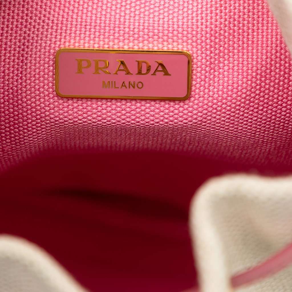 Prada Canvas Canapa Logo Drawstring Pouch Beige Very good condition - Box View